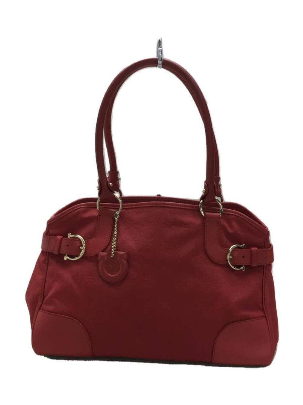 Salvatore Ferragamo yellowing Handbag Gancini Canvas Red